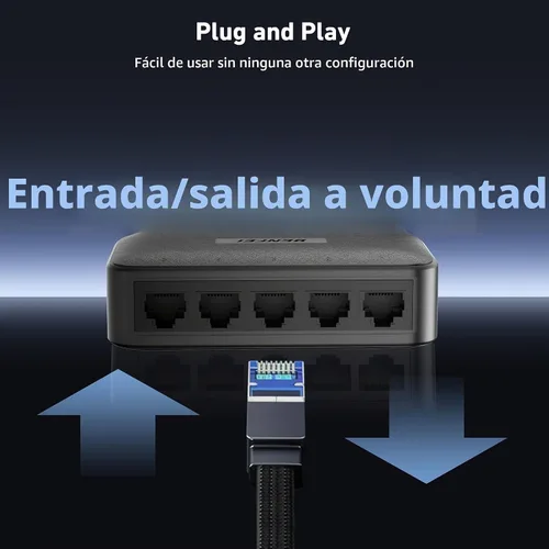 Vista 4 de BENFEI Conmutador Gigabit Ethernet de 5 puertos, montaje en pared y concentrador de conmutador de red de escritorio, divisor Ethernet, Plug & Play