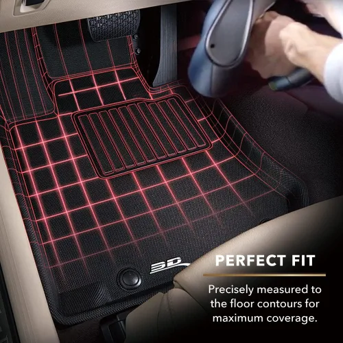 Vista 3 de 3D MAXpider Kagu - Alfombrilla de suelo (negro) compatible con asientos de cubo Dodge RAM 1500 Crew CAB 2025 - Juego completo
