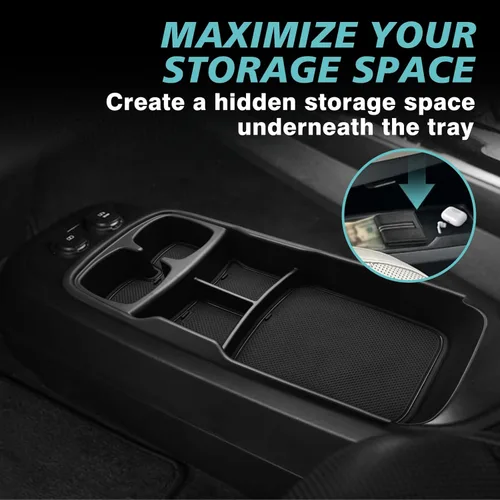 Vista 2 de BestEvMod Bandeja organizadora de consola central inferior compatible con Kia EV6 2022-2026, caja de almacenamiento de accesorios interiores