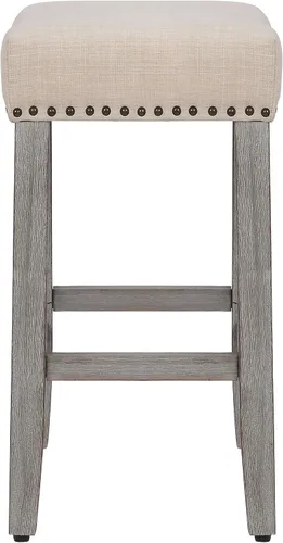 Vista 9 de Jameson - Taburete tapizado para encimera de 24 pulgadas (juego de 2), gris antiguo/beige