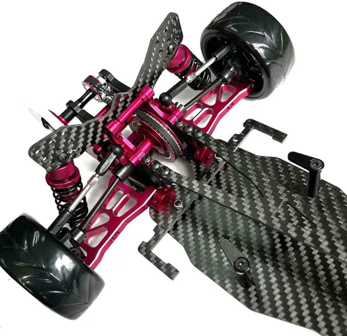 Vista 5 de Aleación de carbono CF Chasis D5S Kit de marco Remodelación de transmisión por correa versión 1/10 2 coche de deriva de rueda trasera (rosa)