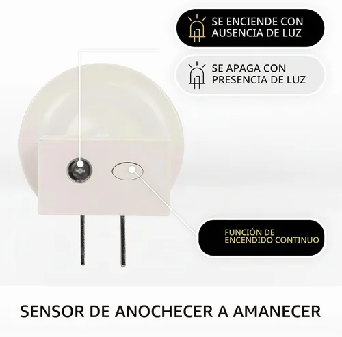 Vista 4 de Luminara Luz nocturna sin llama con sensor automático oscuro de luz del atardecer al amanecer, enchufe de pared blanco luz LED nocturna