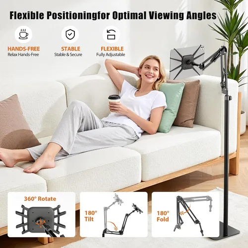 Vista 3 de Soporte de piso para tableta con base de metal, soporte para tableta