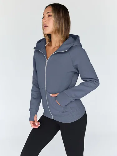 Vista 37 de Trendy Queen Sudaderas con capucha y cremallera para mujer, chaquetas de vellón, talla extragrande, moda de otoño e invierno