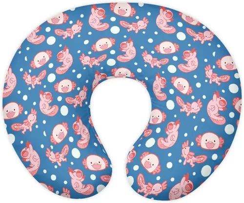 Vista 10 de Funda de almohada de alimentación de ajolote azul, funda de almohada de lactancia materna con margaritas para niñas recién nacidas, funda