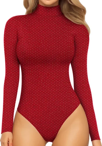 Vista 57 de MANGOPOP - Enterizo para mujer, manga larga, cuello de tortuga, cuello alto falso, estilo top