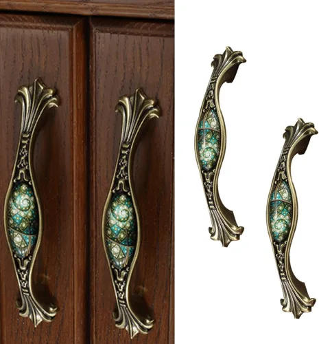 Vista 15 de Tiradores de gabinete de aleación de zinc de 2-1/2 pulgadas, pomos para muebles, diseño floral, manijas de cajón de armario de metal sólido, manijas