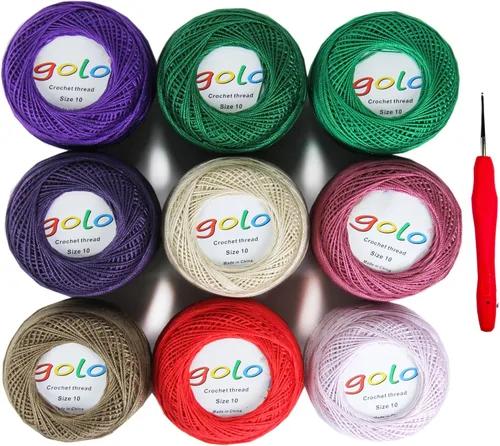Vista 109 de Golo - 3 bolas de hilo de ganchillo tamaño 10, hilo de crochet para tejer a mano 102