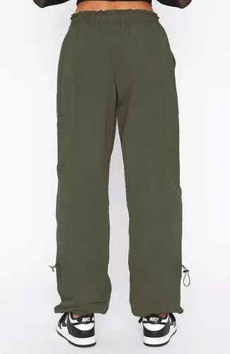 Vista 5 de Waitfairy Pantalones de paracaídas para mujer, pantalones cargo holgados con bolsillos
