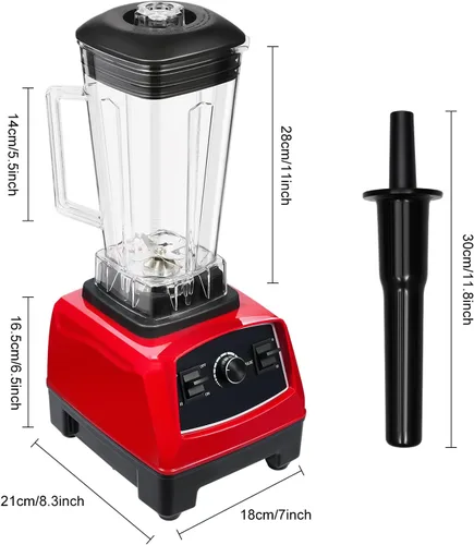 Vista 8 de Licuadora comercial resistente del batido de 2L 2000W, rojo, velocidades múltiples