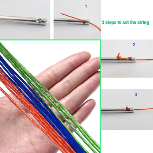 Vista 2 de MAGICYOYO Paquete de 12 cuerdas Diabolo, cuerda de Diábolo Pro de 60 pulgadas para yoyos chinos, azul, verde, naranja