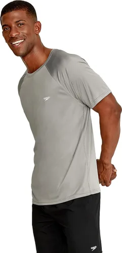 Vista 4 de Speedo - Camiseta UV de natación para hombre, manga corta, ajuste regular, lisa Monument