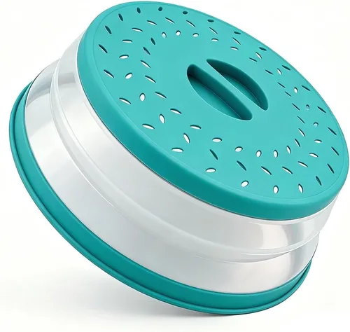 Vista 39 de Cubierta plegable para salpicaduras de microondas, cubierta para platos de microondas con ventilación de vapor, silicona y plástico sin BPA