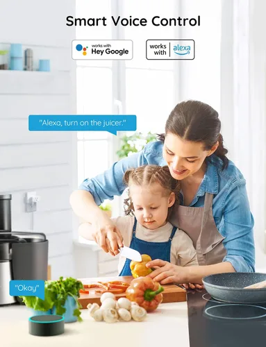 Vista 2 de Govee Paquete de 2 enchufes inteligentes duales, toma Bluetooth WiFi de 15 A, funciona con Alexa y Google Assistant, paquete de diseño compacto 2