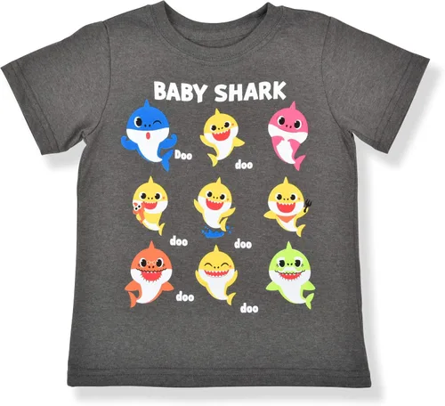 Vista 2 de Nickelodeon Baby Shark - Conjunto de camiseta y pantalones cortos para niños pequeños, azulnegro o grisazul o grisnaranja o grisnegro