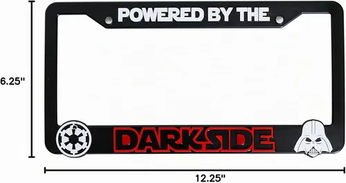 Vista 7 de Powered by The Darkside 3D Marco de matrícula elevado 1 paquete de cubierta de matrícula Soporte de matrícula negro universal para coche de EE.