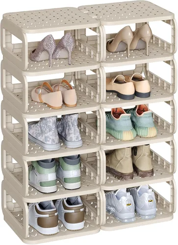 Vista 10 de SONGMICS - Estante para zapatos, organizador de zapatos, 6 estantes, almacenamiento de zapatos, estante estrecho para entrada, estante abierto