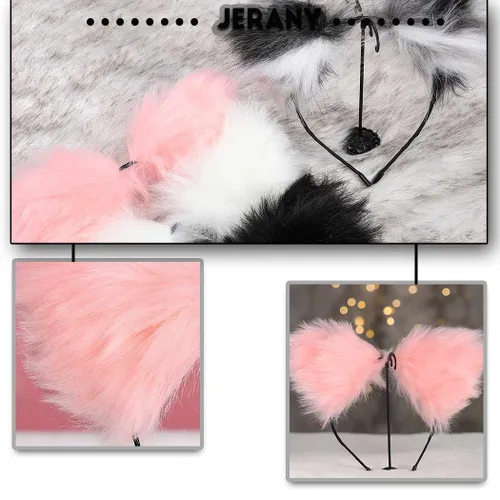 Vista 4 de Jerany Diademas de felpa con orejas de gato, lindas diademas de gato, para fiesta de cosplay, orejas sexys, aro de pelo sintético para mujeres