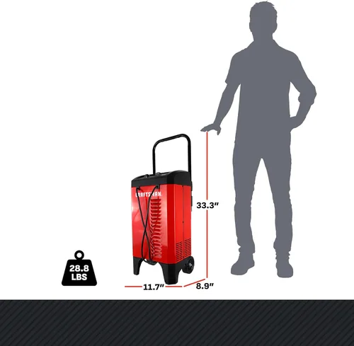 Vista 8 de CRAFTSMAN Cargador de batería de coche manual con ruedas 6A y arrancador de motor de 175A, solución 2 en 1, control por temporizador, impulso de 25