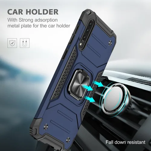 Vista 3 de Dionsibei Funda para Samsung Galaxy A50 A50S A30S grado militar con función atril incorporada con soporte de armadura, resistente a prueba de Azul