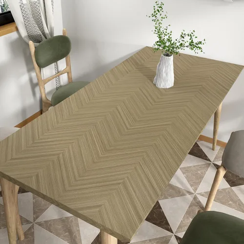 Vista 3 de Wallercity Papel tapiz de espiga marrón claro para despegar y pegar, diseño de rayas modernas, papel tapiz autoadhesivo con aspecto de madera, papel