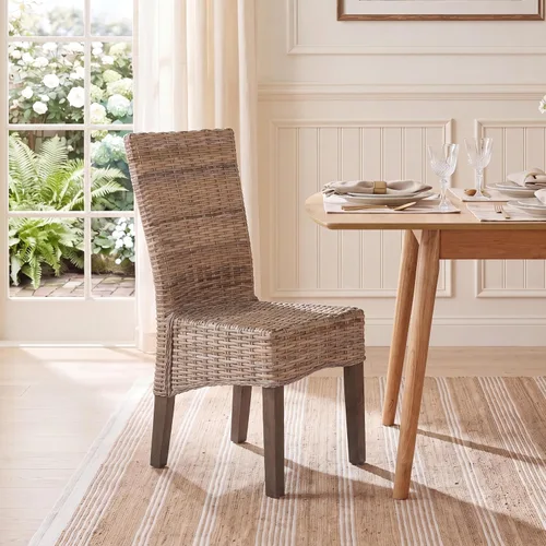 Vista 2 de SAFAVIEH - Juego de 2 sillas de comedor de madera Ozias, asiento de 18.8 pulgadas, color gris costero SEA8014A