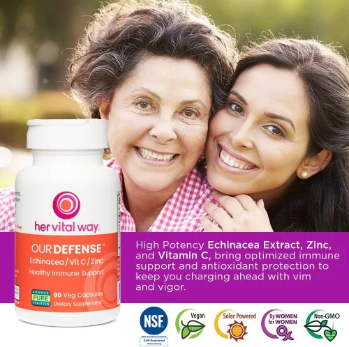 Vista 3 de Nuestro suplemento de apoyo inmunológico de Defensa, suplemento de equinácea, vitamina C y zinc, refuerzo inmunológico prémium para adultos