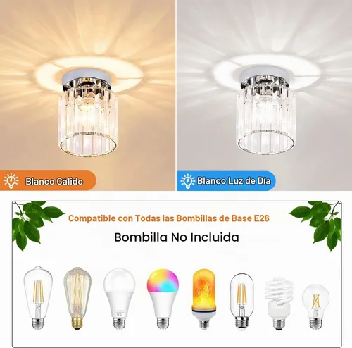 Vista 6 de TISLYCO Paquete de 2 mini lámparas de techo semiempotradas con pantalla transparente, moderna lámpara de techo de cristal para interiores cerca
