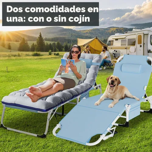 Vista 4 de MOPHOTO Silla de Bronceado, Silla de Sol al Aire Libre de 5 Posiciones, Silla de Sol Plegable, Silla de Sol con Orificio para la Cara, Perfecta