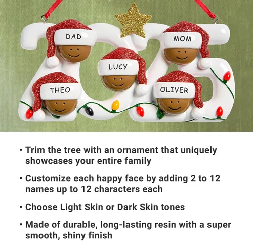 Vista 3 de Let's Make Memories Adorno de Navidad personalizado para familias, resina grabada con láser, adorno de recuerdo de Navidad 2025, decoración