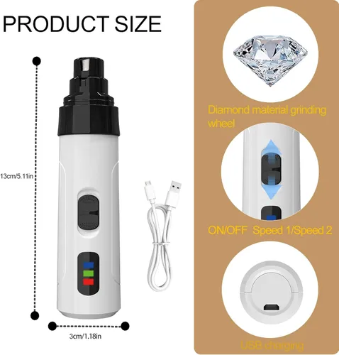 Vista 8 de Upgraded Dog Nail Grinder Cordless with 2 Speeds for Pets