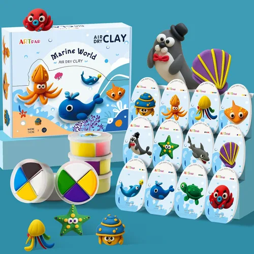 Vista 8 de ARTPAR Air Dry Clay Kit,Dinosaur Modeling Magic Clay,Kids DIY Crafts Gifts Kit de dinosaurio de arcilla