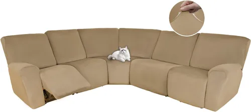 Vista 40 de HDCAXKJ Fundas de sofá seccional reclinable de terciopelo, cubierta de sofá seccional en forma de L, lavable, elástica, suave, para rincón