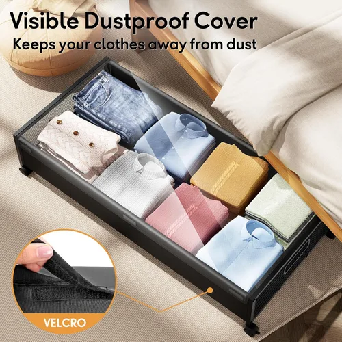 Vista 5 de Almacenamiento Debajo de la Cama con Ruedas, 1 Paquete Contenedores de Almacenamiento Debajo de la Cama, Almacenamiento de Zapatos Debajo de la Cama