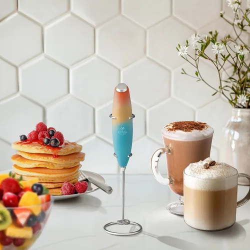 Vista 257 de Zulay Milk Boss Espumador de leche potente manual, hace espuma para latte, batidor para mezclar bebidas, café, miniespumador para capuchino, frappé