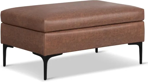 Vista 18 de SIMPLIHOME Rebecca - Mesa de centro rectangular de almacenamiento, otomana rectangular de 36 pulgadas de ancho con aspecto de lino tapizada