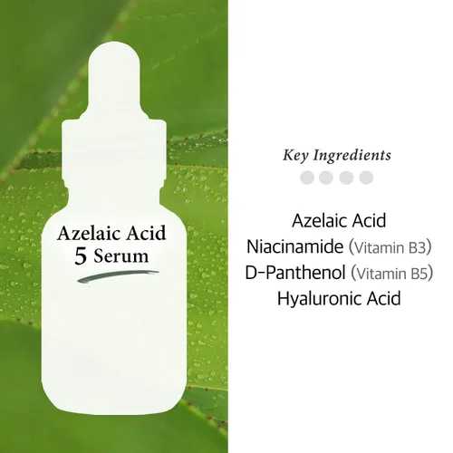 Vista 5 de Cos De BAHA Suero al 5% de ácido azelaico, 1 onza líquida, niacinamida y ácido hialurónico para tonos, textura y piel grasa desigual, cuidado