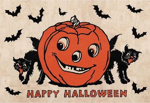 Vista 2 de Primitives by Kathy Mantel individual decorativo Happy Halloween 17.5" x 12