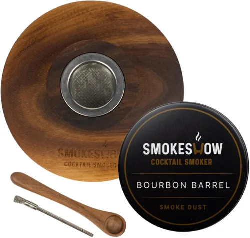 Vista 9 de Ahumador de Cóctel de Madera de Nogal Premium con Seis Latas de 4 oz de Astillas de Madera. Excelente para Whiskey y Old Fashioned. Recubierto