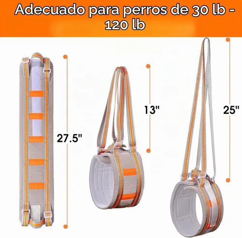 Vista 6 de Arnés portátil de elevación para perros, cabestrillo para perros medianos, soporte de pierna trasera, refuerzo contra amontonamiento, adecuado