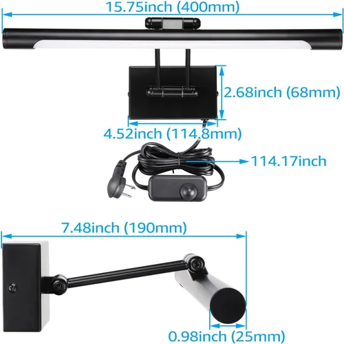Vista 7 de LEONLITE 3CCT - Luz LED regulable, 2700 K/3000 K/4000 K seleccionable, marco de fotos giratorio CRI90 de metal completo para arte de pared, pintura