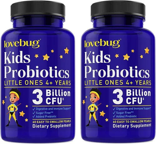 Vista 10 de LoveBug Probiotics: suplemento de probióticos de múltiples cepas para niños pequeños. 60 Esferas fáciles de tragar. 3 mil millones CFU. Comprimidos