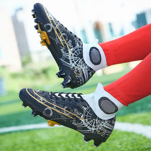 Vista 5 de ANYWELL Mens Athletic Soccer Shoes Professional High-Top Football Shoes Outdoor Indoor TFAG Boys Cleats Football Sneaker