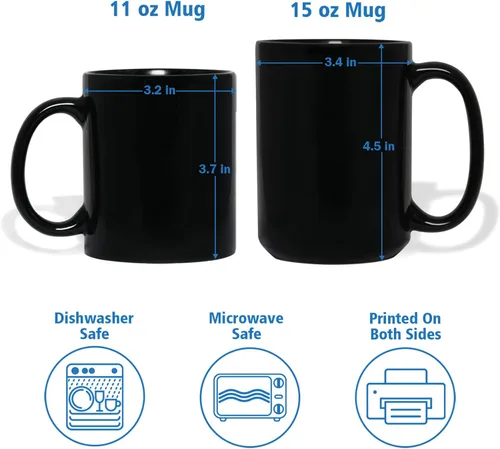Vista 7 de Tazas de café personalizadas, regalo para cumpleaños de amantes de los perros, taza de cerámica de 11 onzas y 15 onzas, taza de café negra