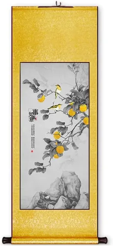 Vista 21 de Xzhipeng Pergamino Pintura colgante vertical Flor pájaro Pintura china Porche Pasillo Pasillo Pintura colgante Pergamino Sala de estar Comedor