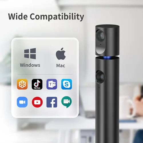 Vista 10 de CZUR Cámara web Halo Dual 1080P con micrófono, cámara web USB profesional