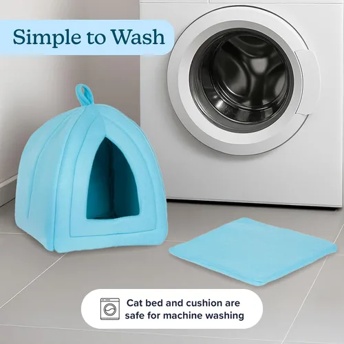 Vista 5 de Cama para gatos de tienda de campaña / iglú PAW, azul, Azul