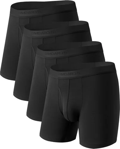 Vista 17 de DAVID ARCHY - Calzoncillos tipo bóxer para hombre (ultra suaves, con soporte, bolsillo, transpirables) en paquete múltiple Negro-a- 6.5