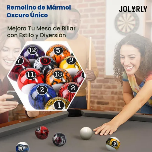Vista 5 de Juego de bolas de billar de 2-1/4" de tamaño reglamentario, peso profesional de 6 oz, resina pura de grado AAA, bolas de mesa de billar