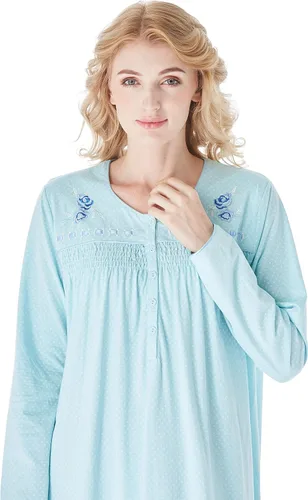 Vista 8 de Keyocean - Camisón para mujer, 100% algodón, suave, cálido, cómodo, ropa de dormir y descanso para otoño e invierno